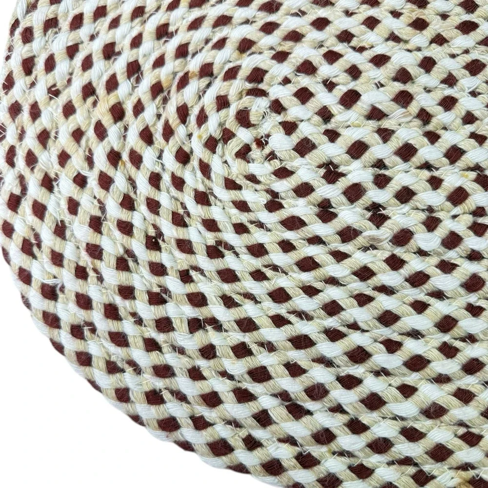 4 Braided Rug Oval Placemats Burgundy Cream Earth Tones 13